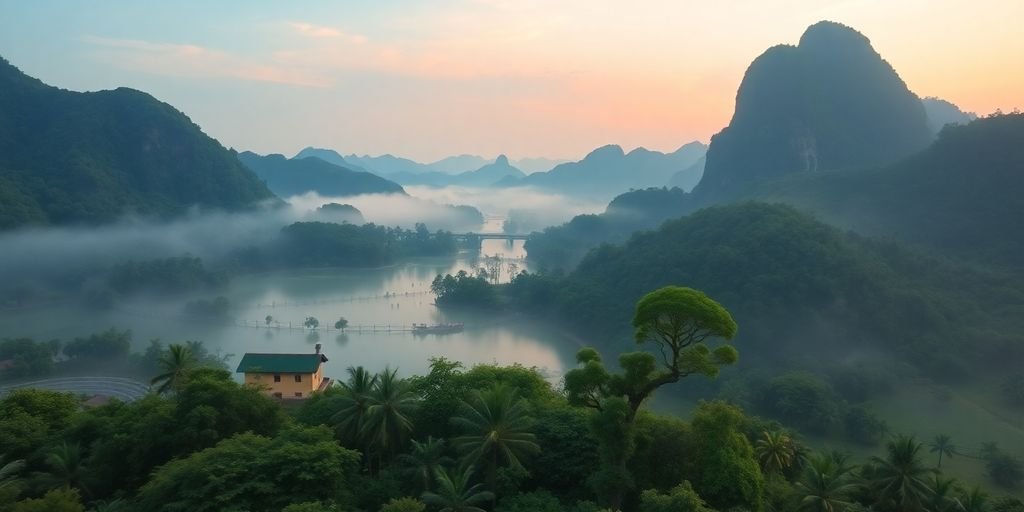 Serene Thai landscape promoting healing and tranquility.