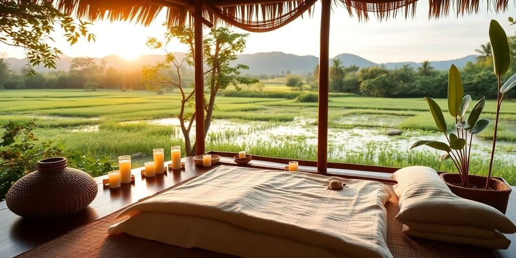 Reiki healing session in a tranquil Thai environment.